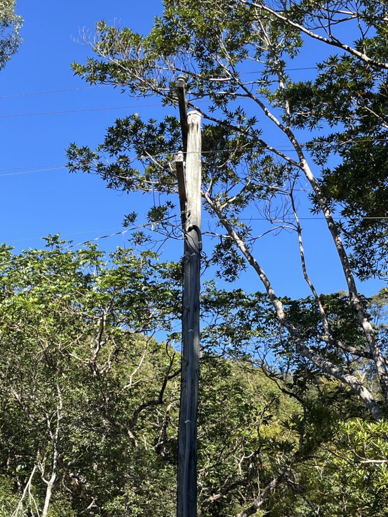 Level 2 electrician installing a private power pole in Northern NSW